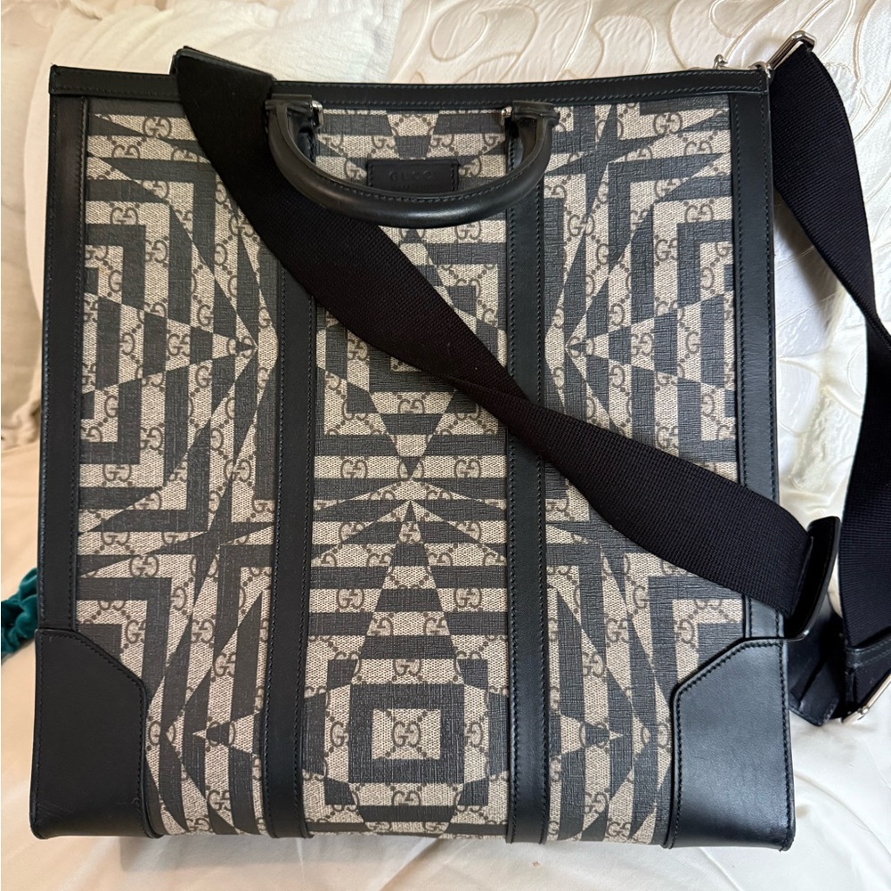 Gucci Monogram Black and Gray Messenger Bag